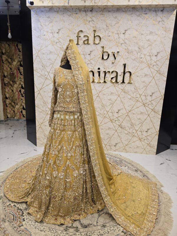 Yellow Bridal Lehnga Set with Back Trail