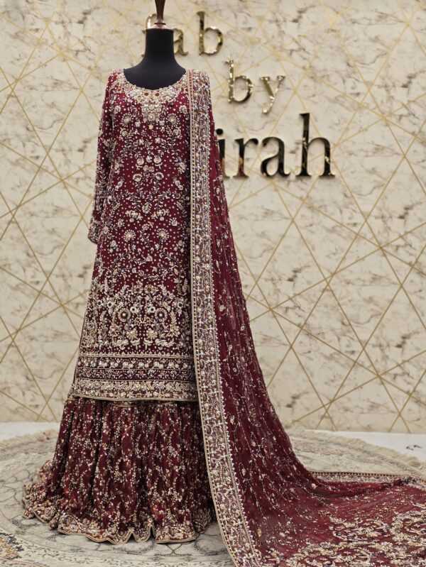 Red Pakistani Bridal Farshi Lehnga Set