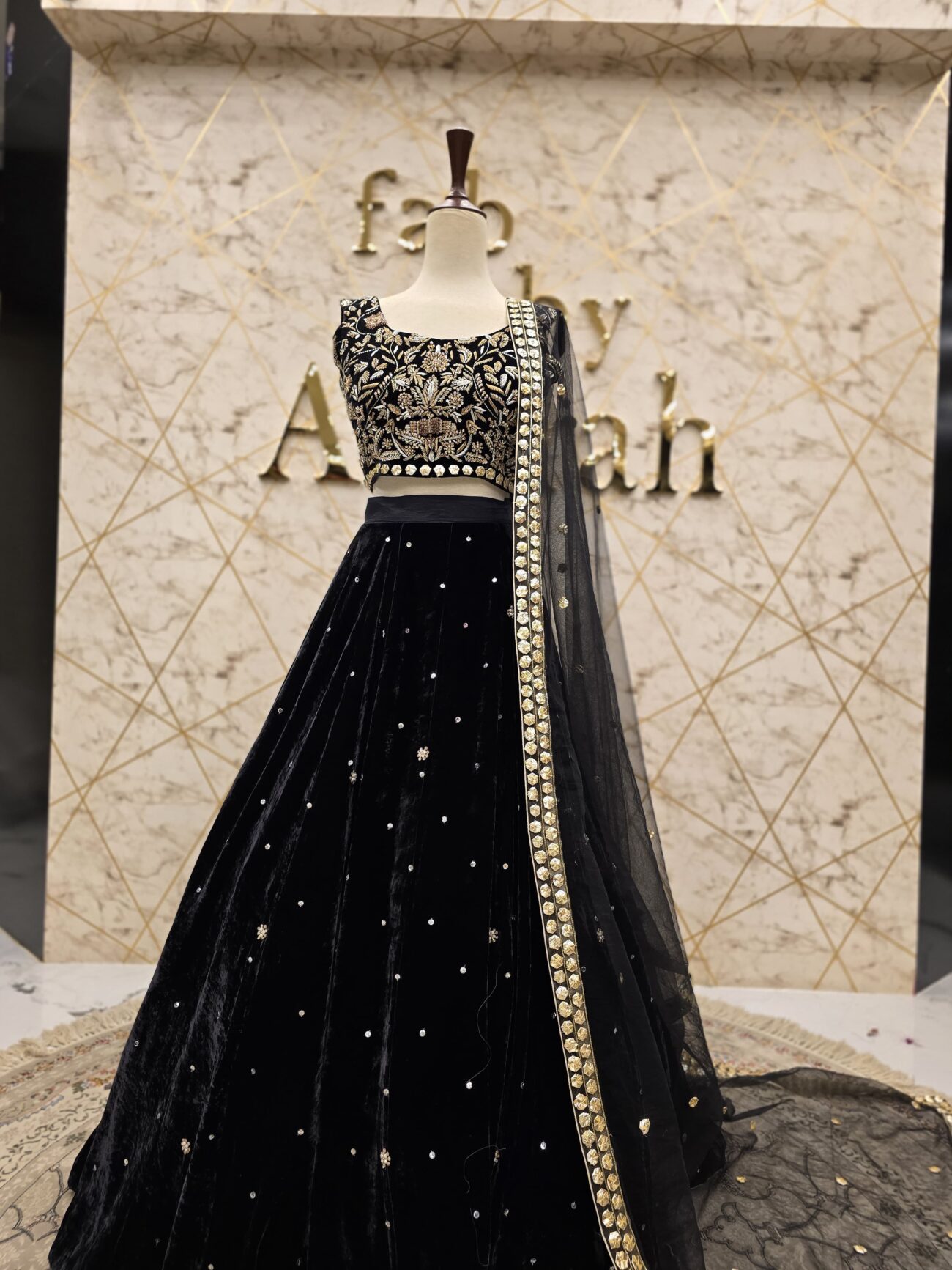 Black Party Wear Lehnga Set