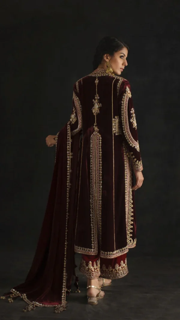 Maroon Pure Velvet with Zardozi