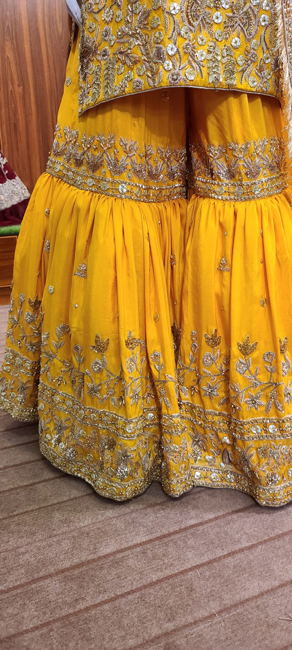 Yellow Nikkah Dress with Gota Work