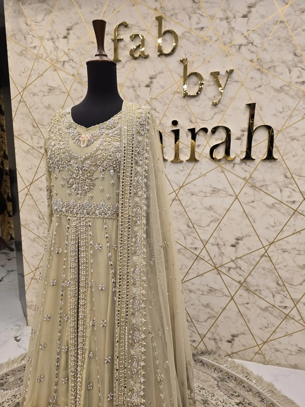 Elegant Front-Open Maxi Lehnga for Walima