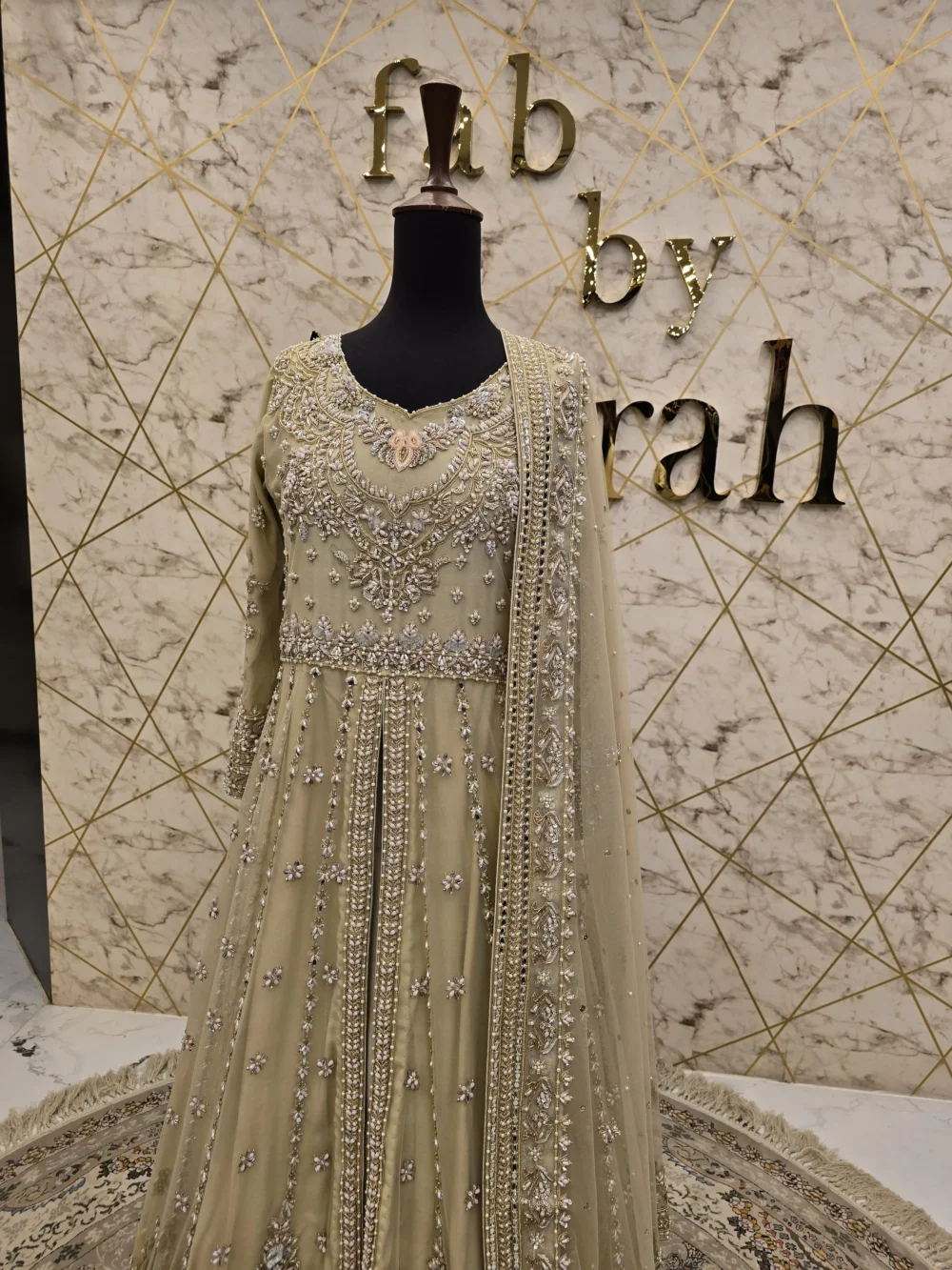 Elegant Front-Open Maxi Lehnga for Walima