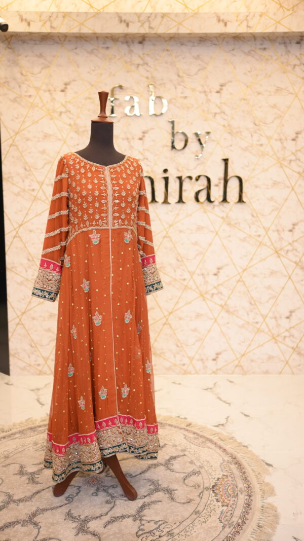 Orange Crinkle Chiffon Maxi Dress