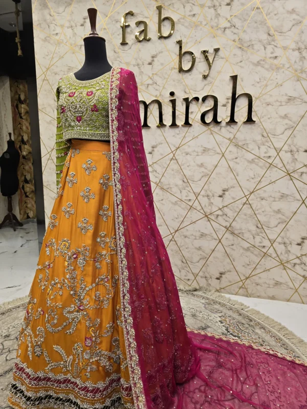 Orange Bridal Lehenga for Mehndi