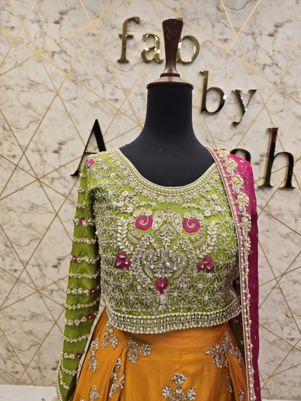 Orange Bridal Lehenga for Mehndi