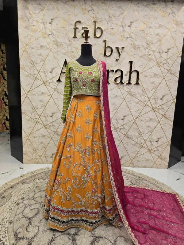 Orange Bridal Lehenga for Mehndi