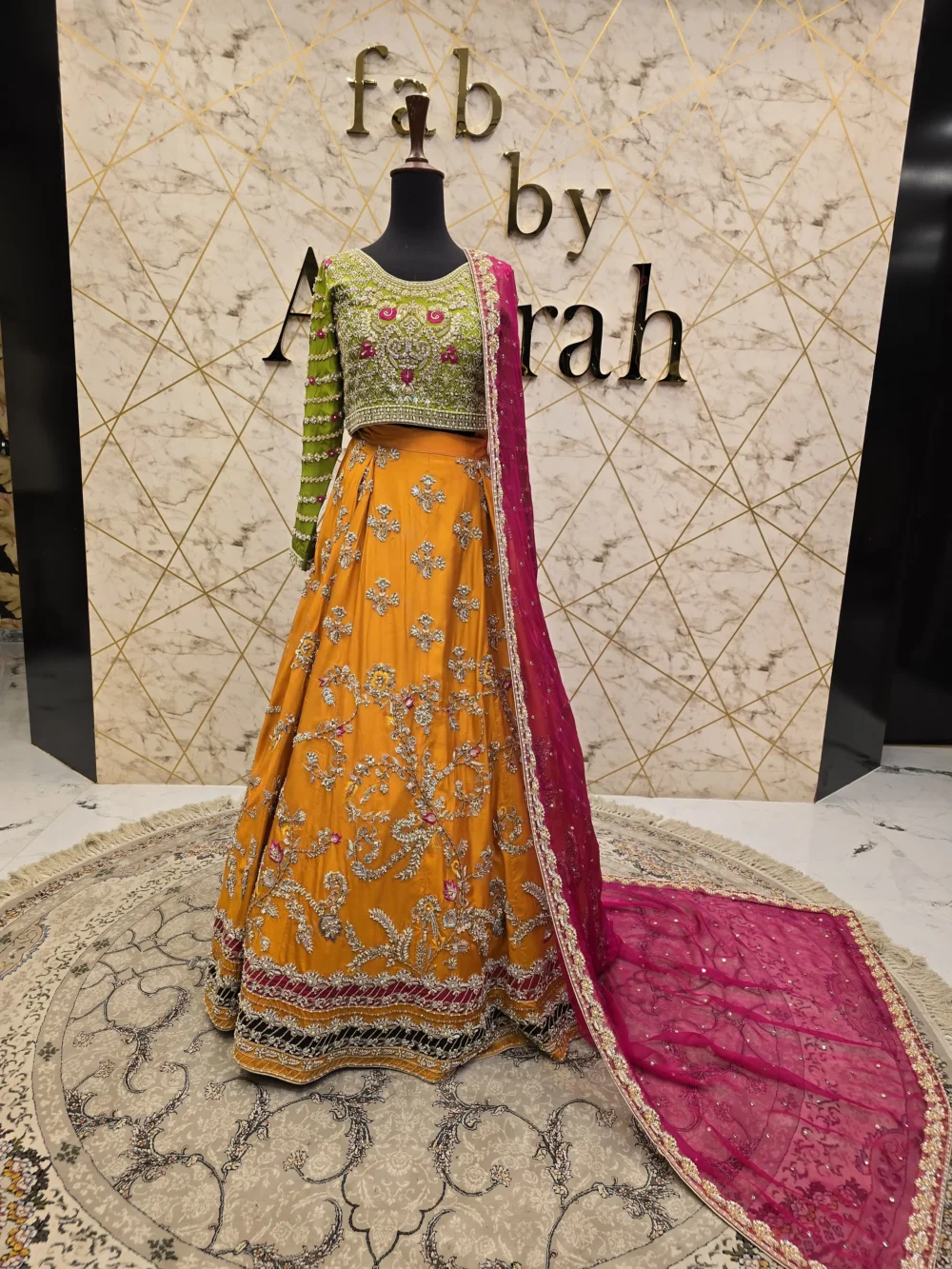 Orange Bridal Lehenga for Mehndi