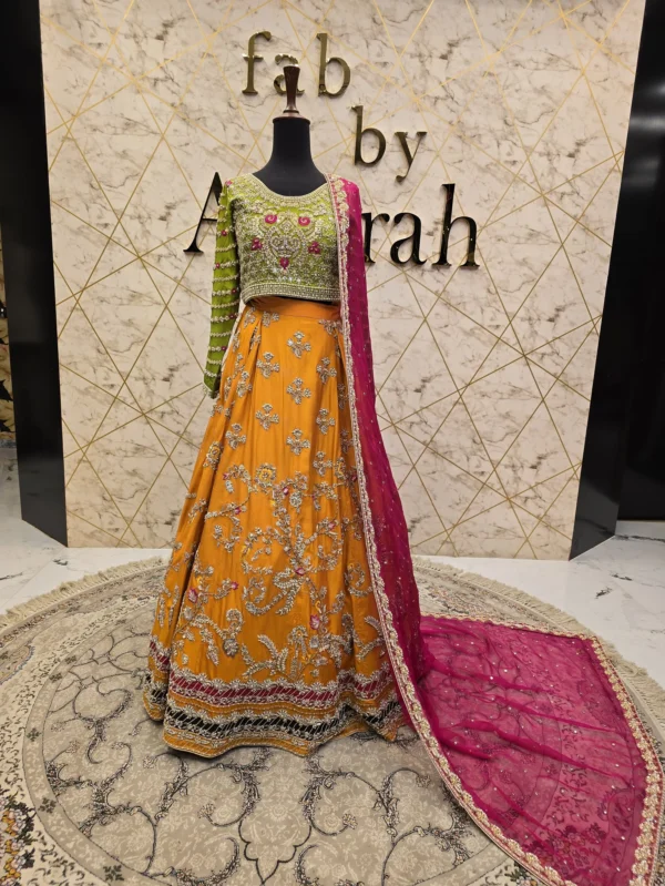 Orange Bridal Lehenga for Mehndi