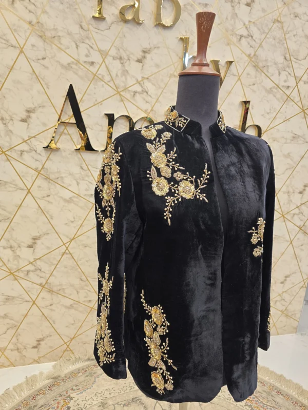 Luxurious Hand-Embroidered Velvet Coat