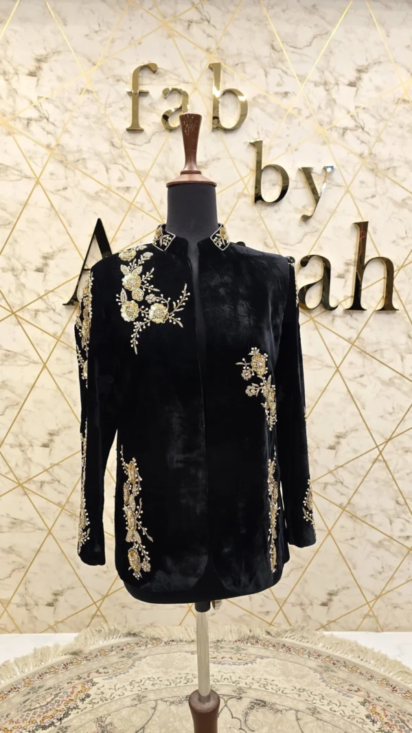 Luxurious Hand-Embroidered Velvet Coat