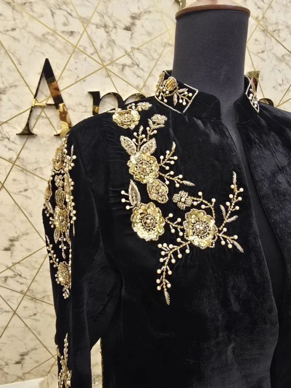 Luxurious Hand-Embroidered Velvet Coat