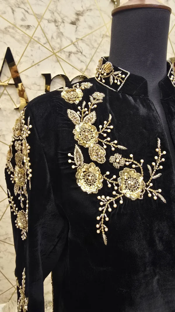 Luxurious Hand-Embroidered Velvet Coat