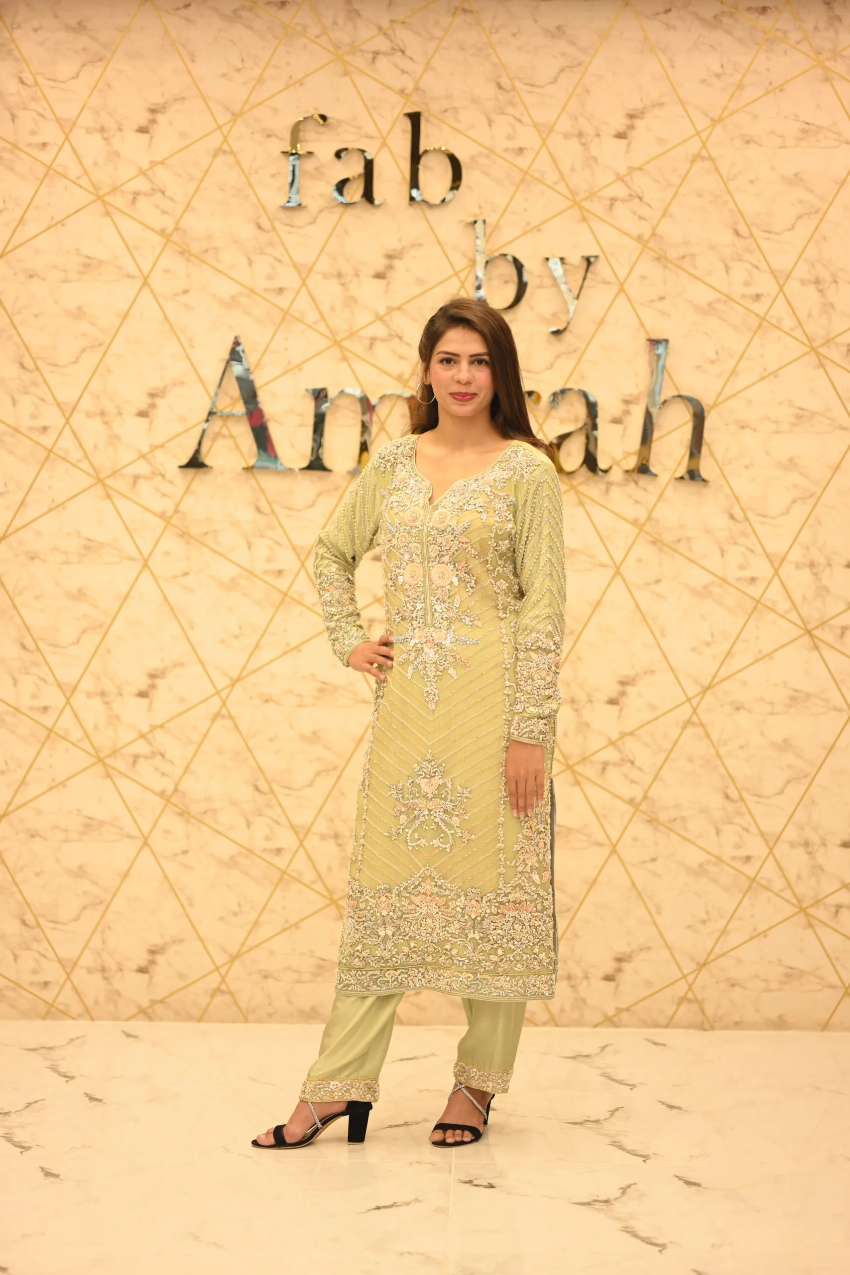 Light Green Khadi Net Long Shirt