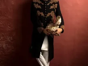 Regal Black Sherwani for Groom