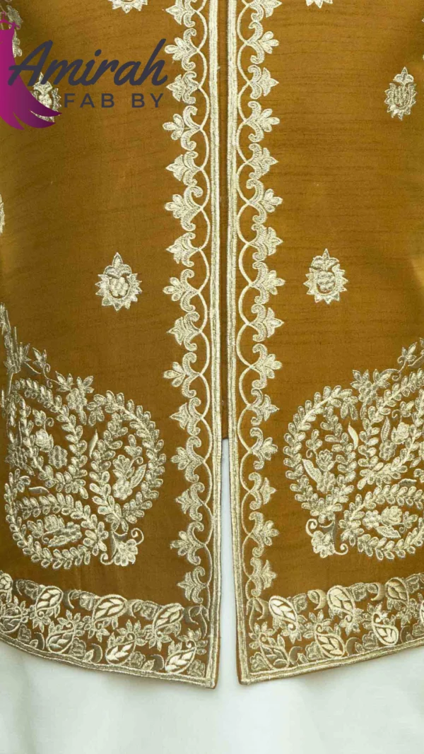 Exquisite Mustard Yellow Waistcoat for Nikkah