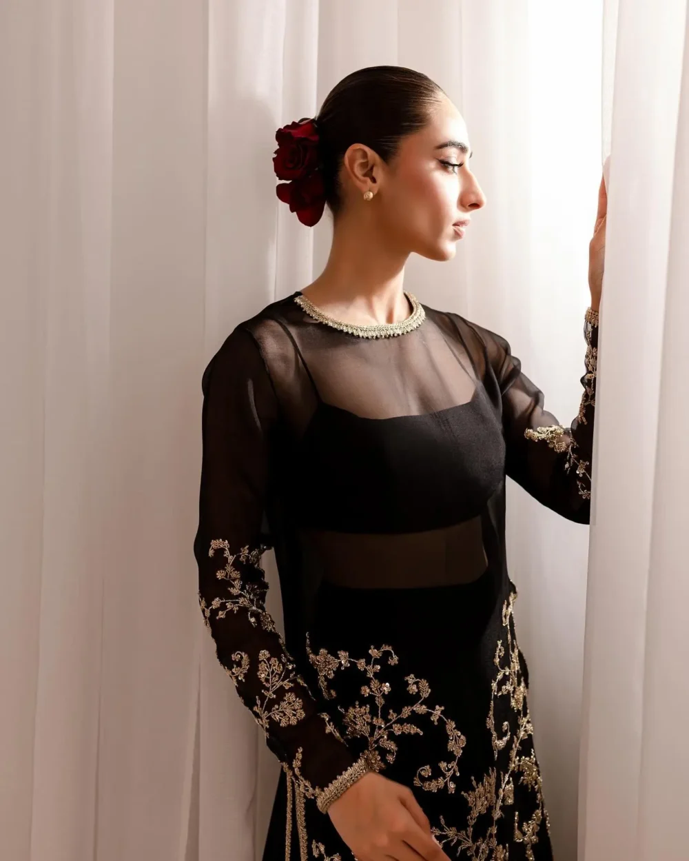 Black Hand-Embroidered Party Wear Dress