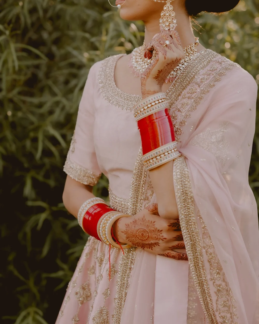 Hand-Embroidered Raw Silk Dress for Barat