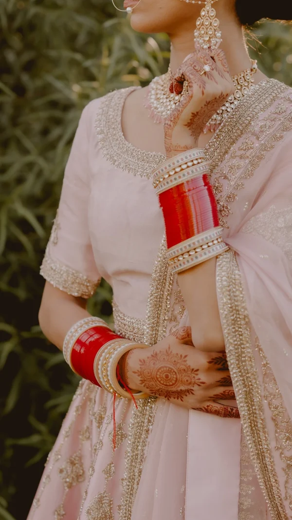 Hand-Embroidered Raw Silk Dress for Barat