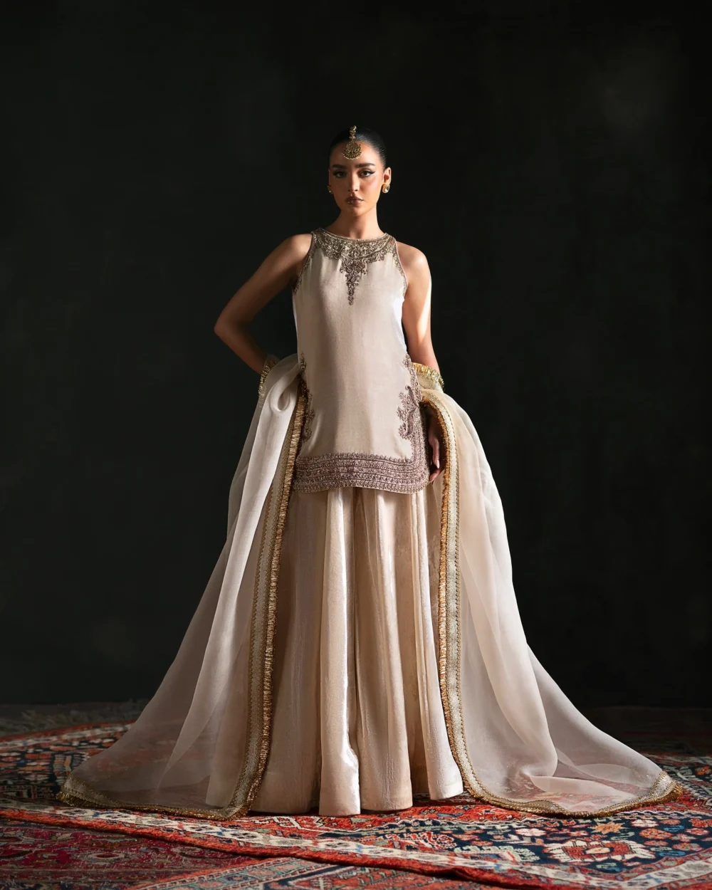 Off-White Raw Silk Nikkah Dress