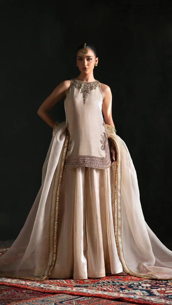 Off-White Raw Silk Nikkah Dress