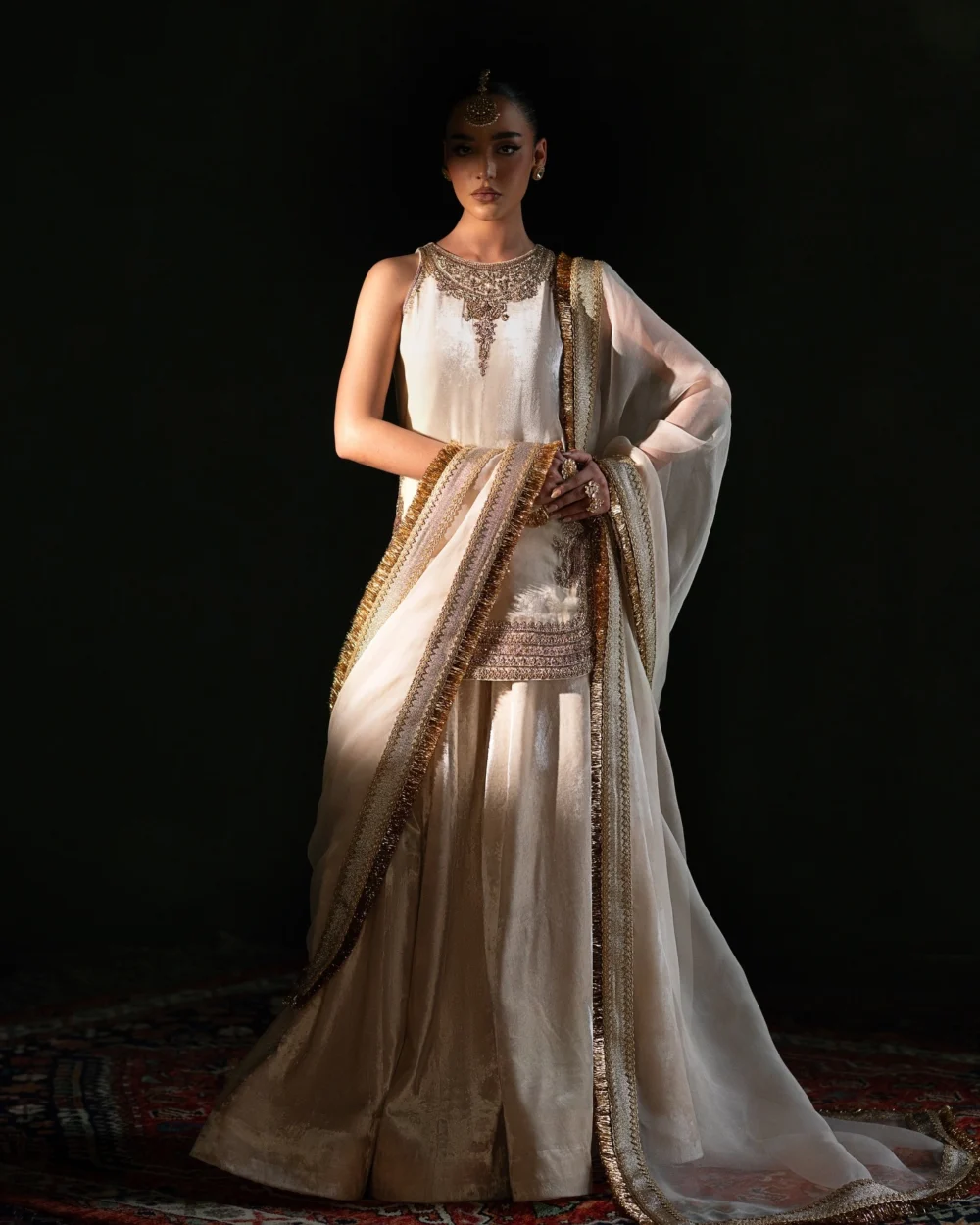 Off-White Raw Silk Nikkah Dress