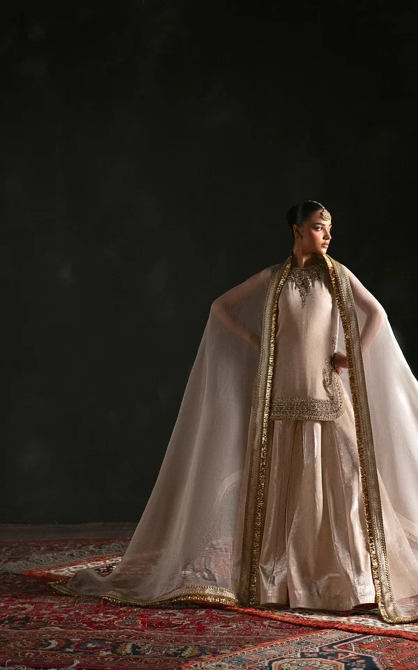 Off-White Raw Silk Nikkah Dress