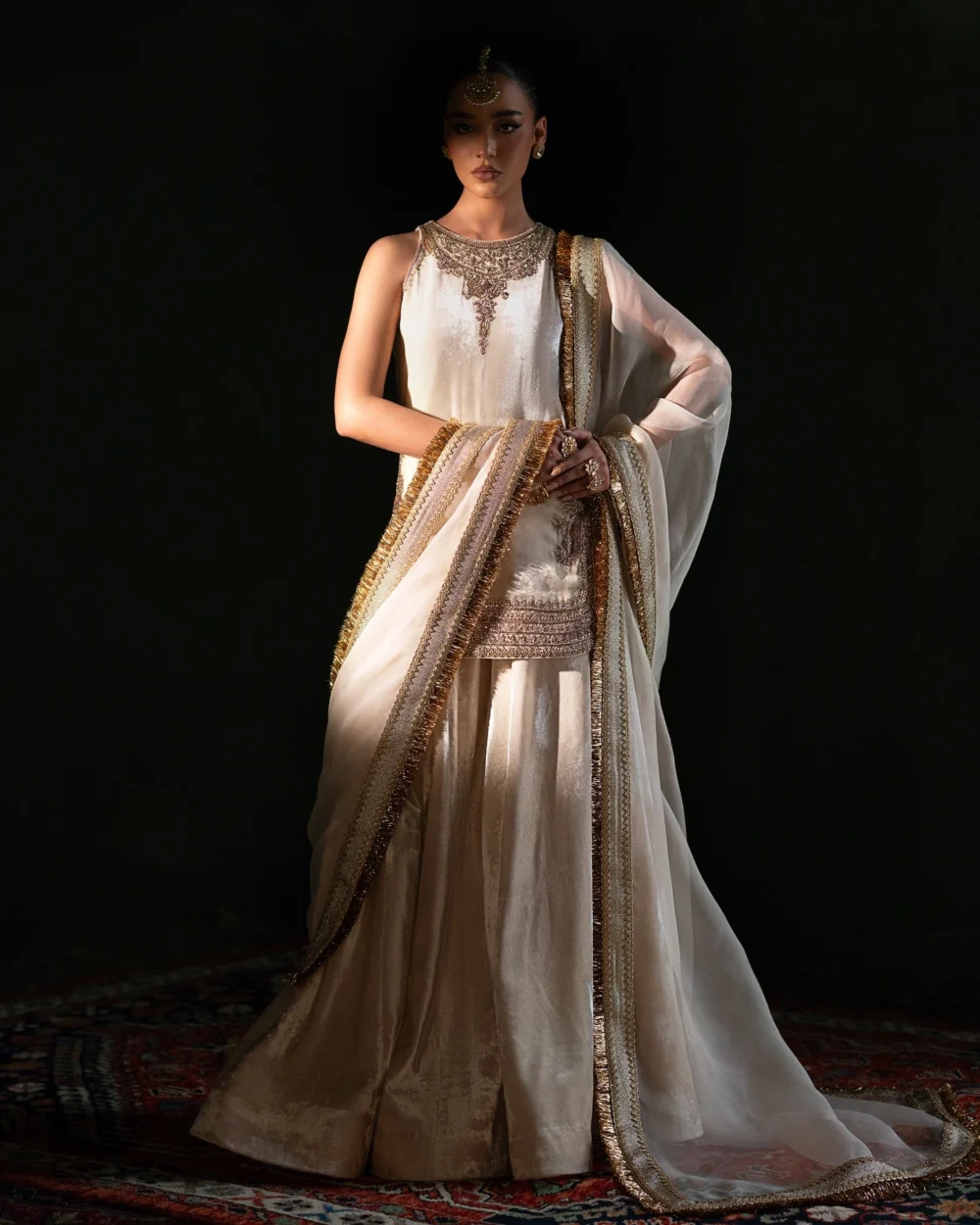 Off-White Raw Silk Nikkah Dress