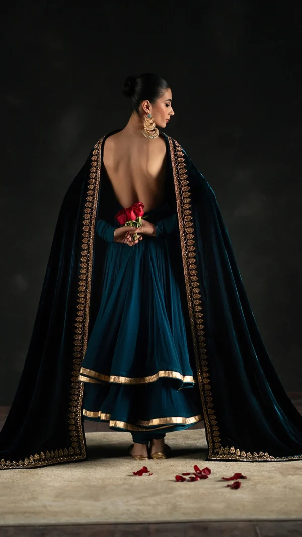 Blue Crinkle Chiffon Maxi