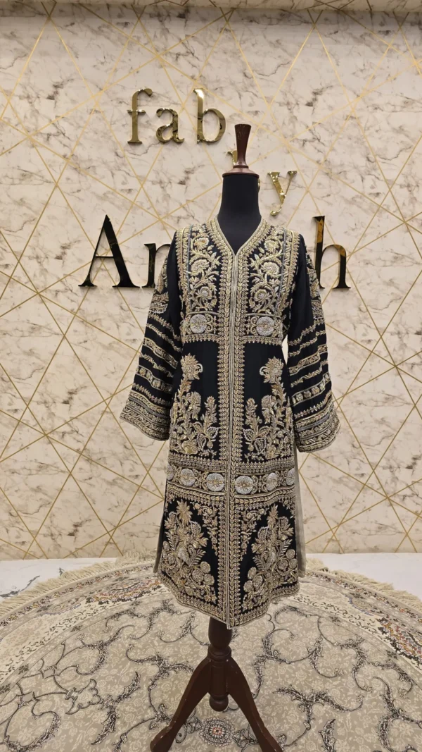 Black Raw Silk Party Wear Shirt