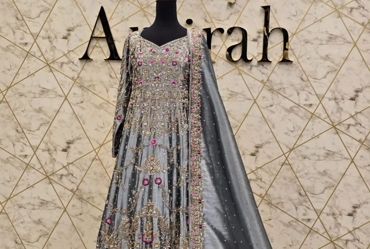 Grey Chandi Tissue Bridal Maxi Dress
