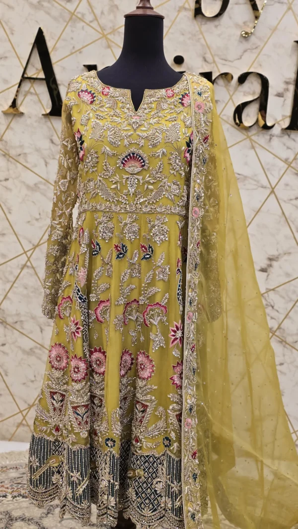Radiant Yellow Hand-Embroidered Maxi Dress