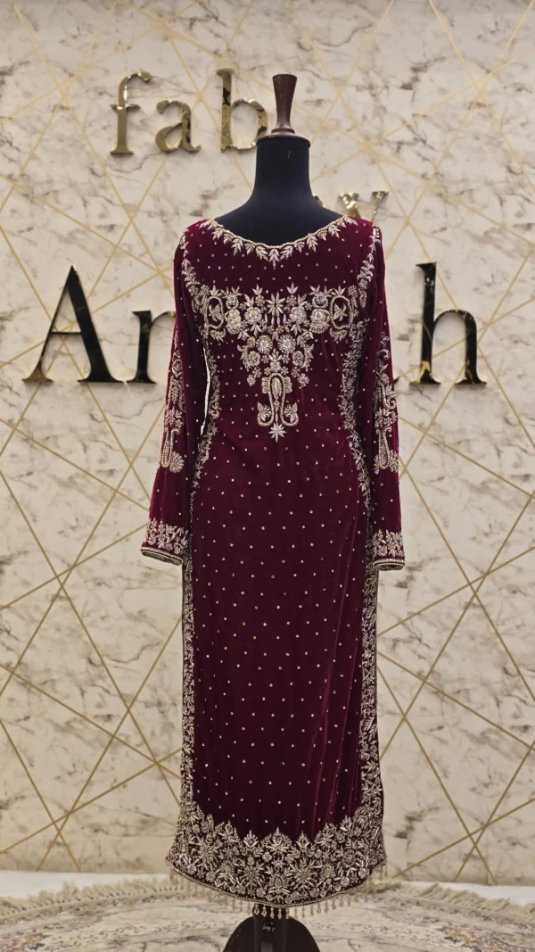 Luxurious Reddish Maroon Velvet Shirt
