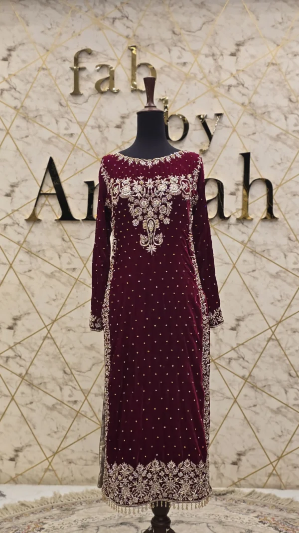 Luxurious Reddish Maroon Velvet Shirt