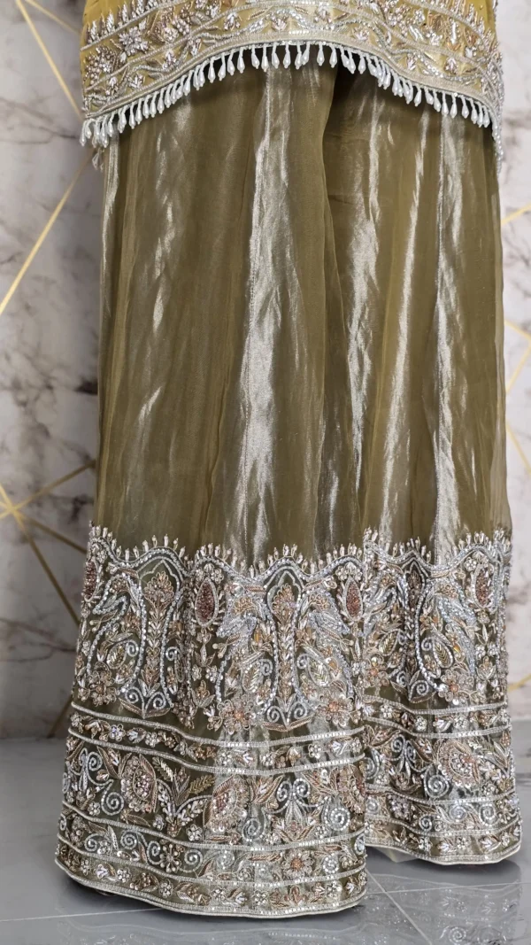 Yellow Chandi Tissue Party Wear Dress