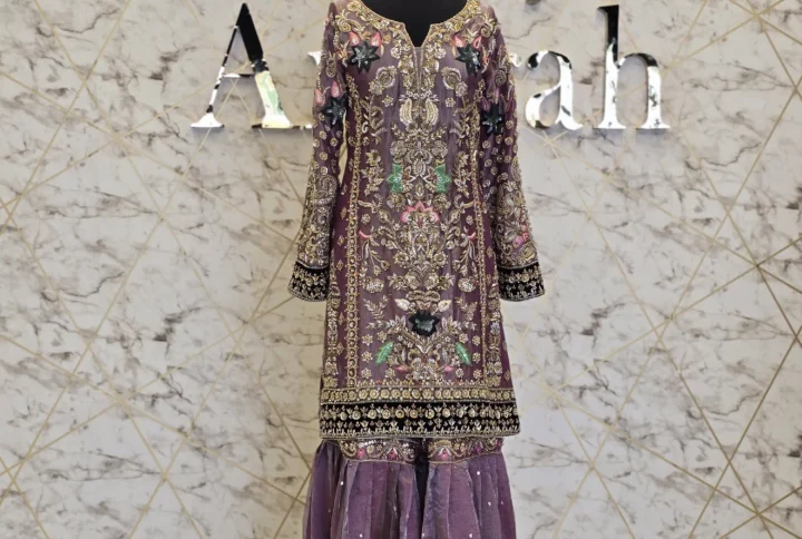 Hand-Embroidered Chandi Tissue Party Wear Dress