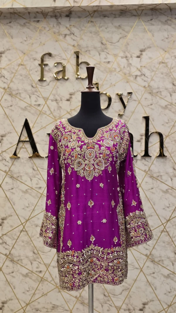 Shocking Pink Raw Silk Party Wear Dress