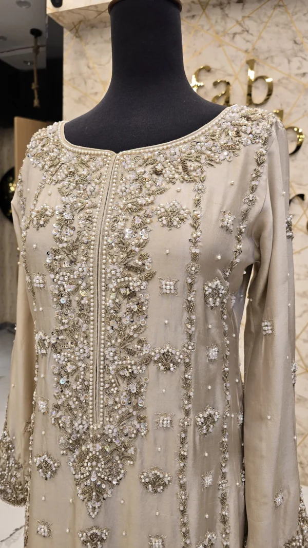 Hand-Embroidered Raw Silk Party Wear Shirt