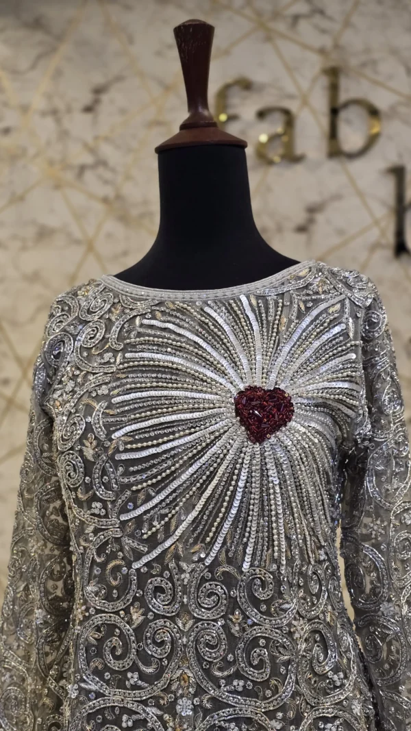 Shimmering Hand-Embroidered Chandi Tissue Shirt
