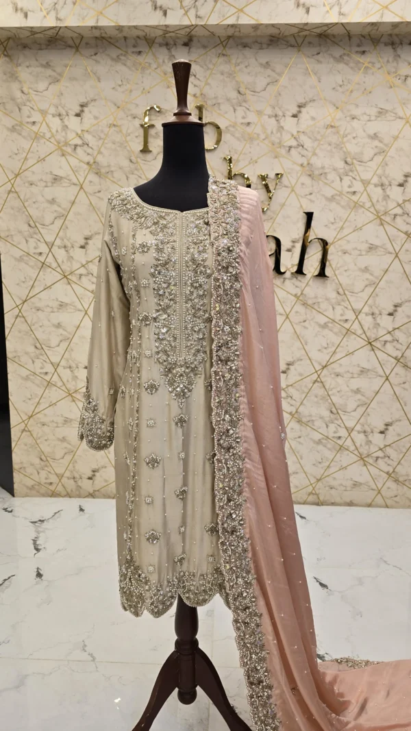 Hand-Embroidered Raw Silk Party Wear Shirt