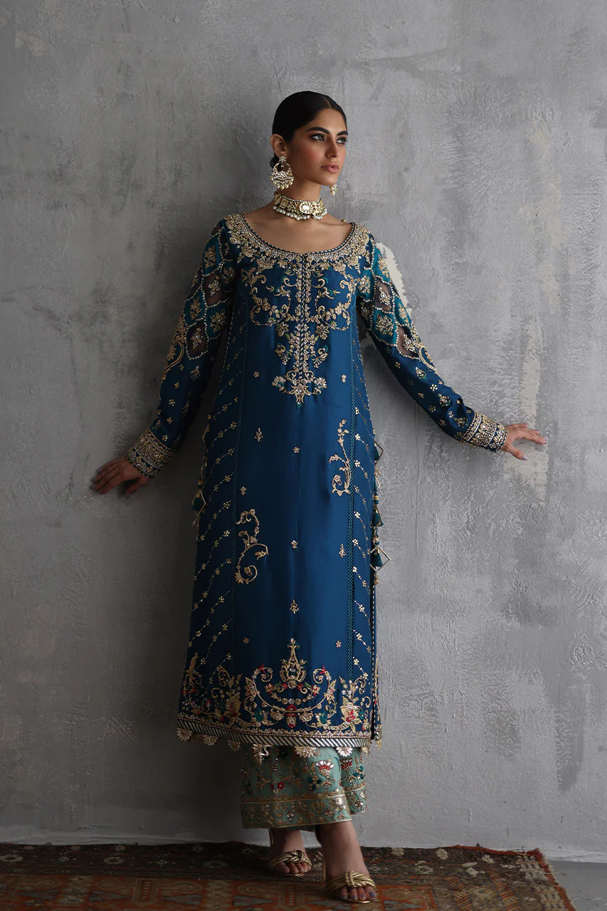 Raw Silk Ganga Jamni Zardozi Suit