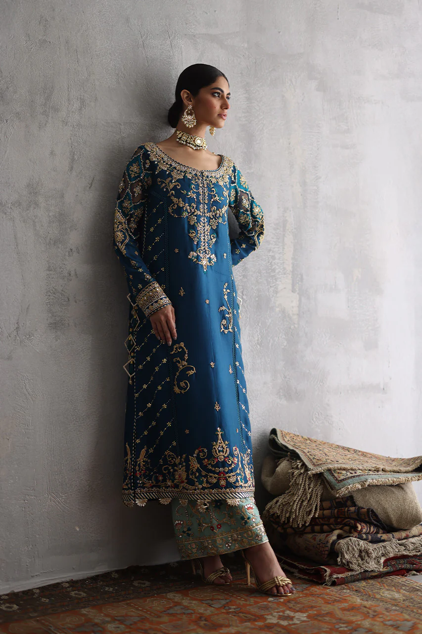 Raw Silk Ganga Jamni Zardozi Suit