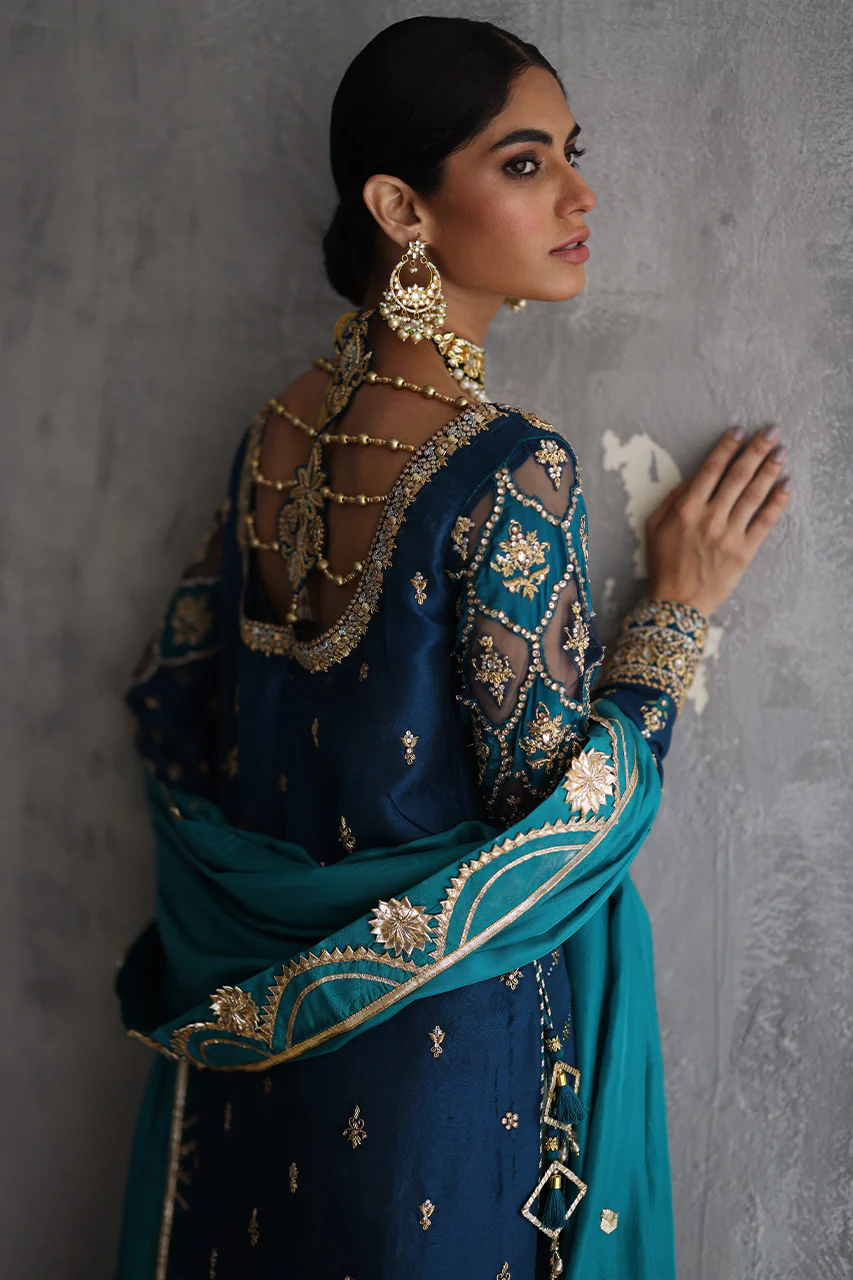 Raw Silk Ganga Jamni Zardozi Suit