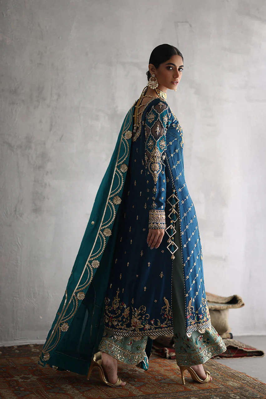 Raw Silk Ganga Jamni Zardozi Suit