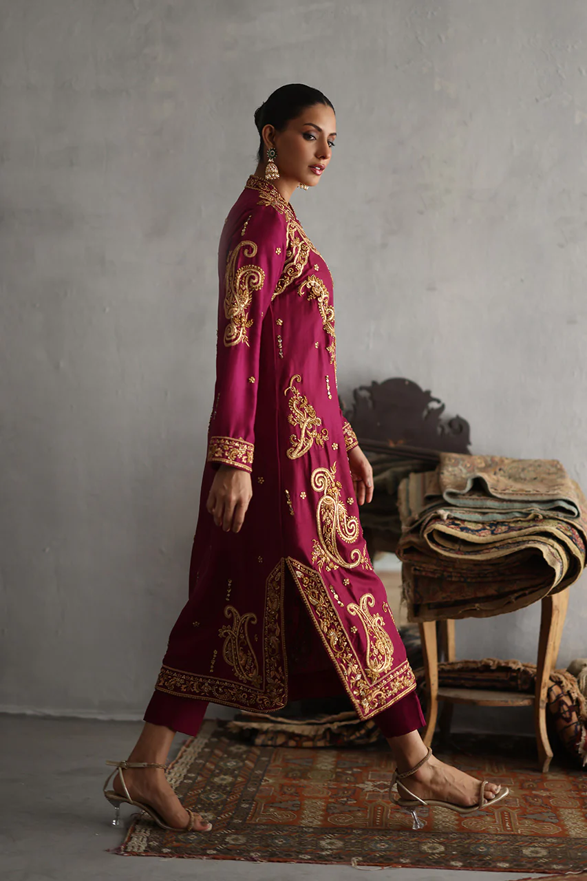 Magenta Silk Zardozi & Marori Ensemble