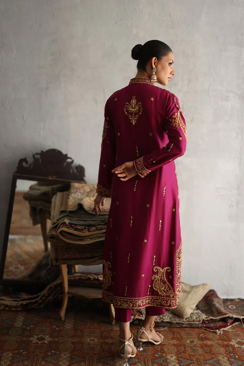 Magenta Silk Zardozi & Marori Ensemble