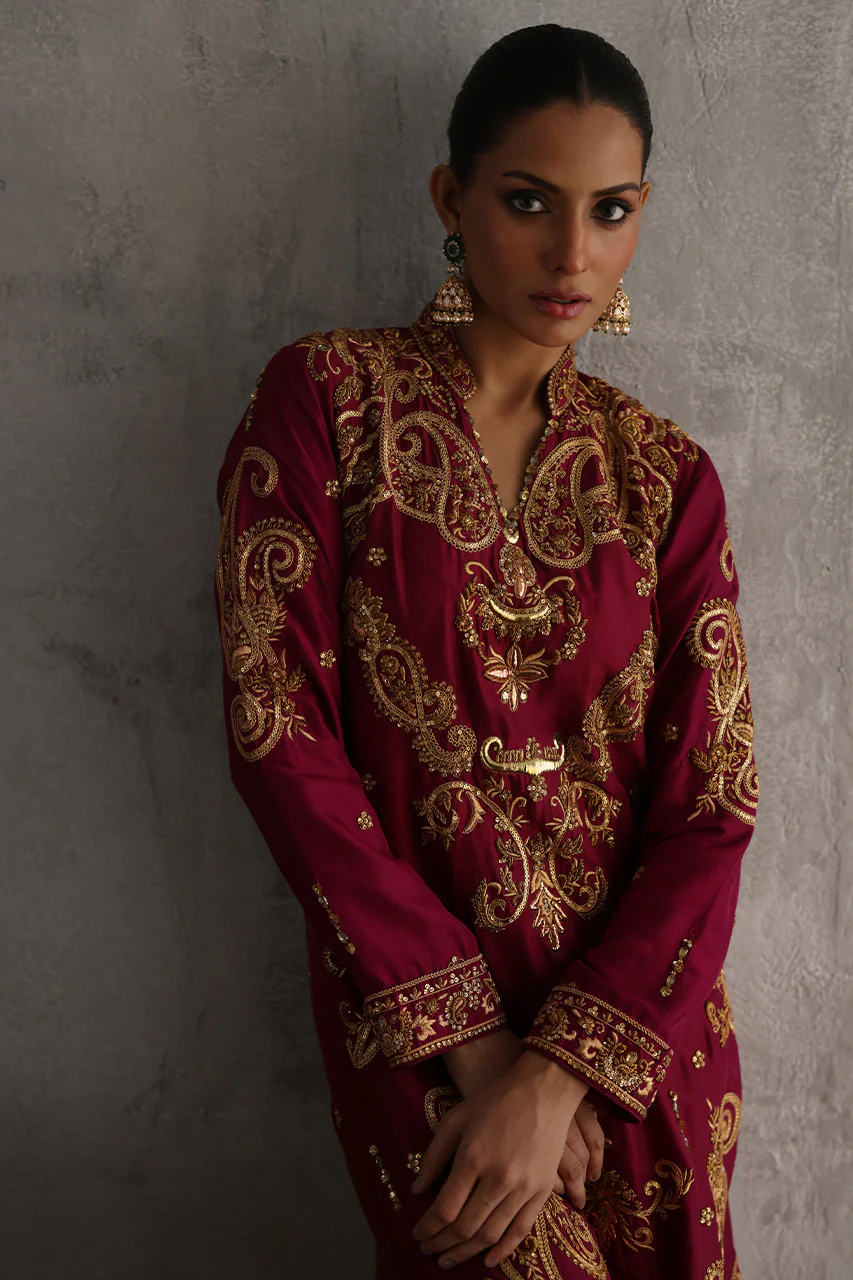 Magenta Silk Zardozi & Marori Ensemble
