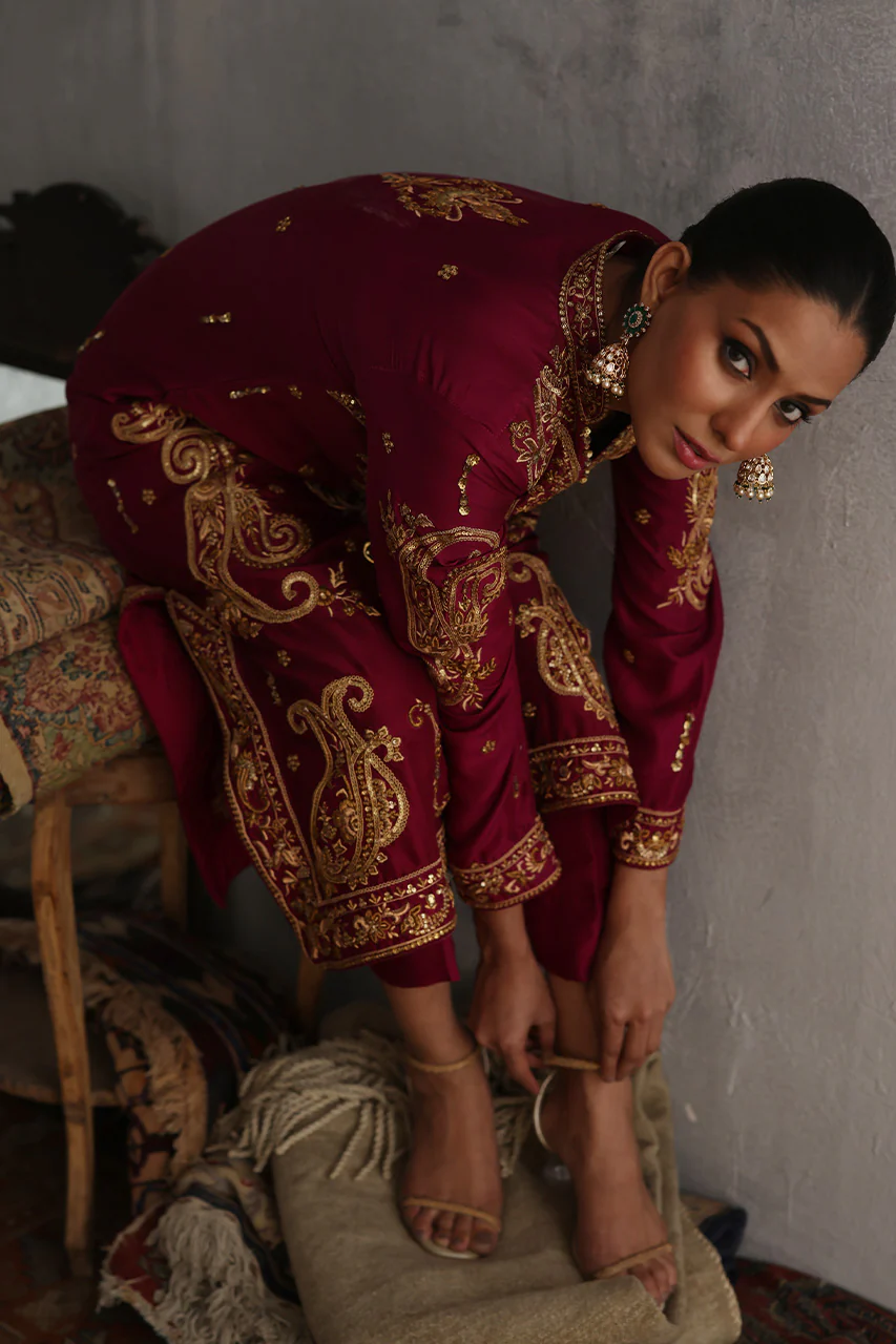 Magenta Silk Zardozi & Marori Ensemble