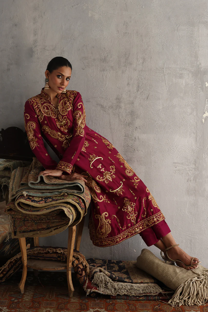 Magenta Silk Zardozi & Marori Ensemble