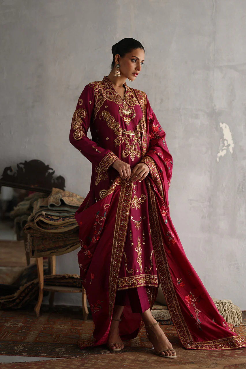 Magenta Silk Zardozi & Marori Ensemble